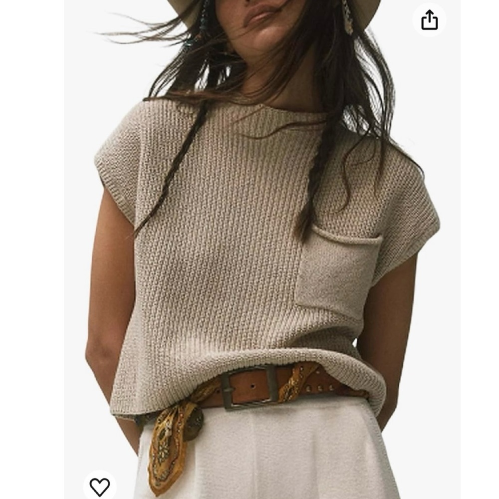 Sleeveless mock neck cap sleeve sweater in color apricot